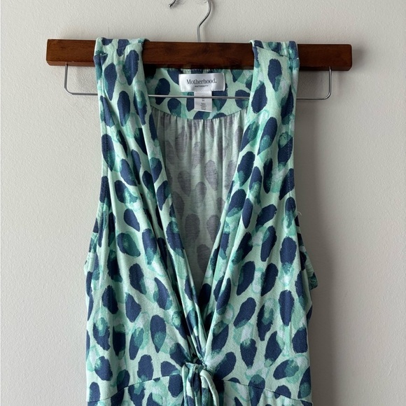 Motherhood maxi maternity dress‎ color teal and white size M - Picture 2 of 7